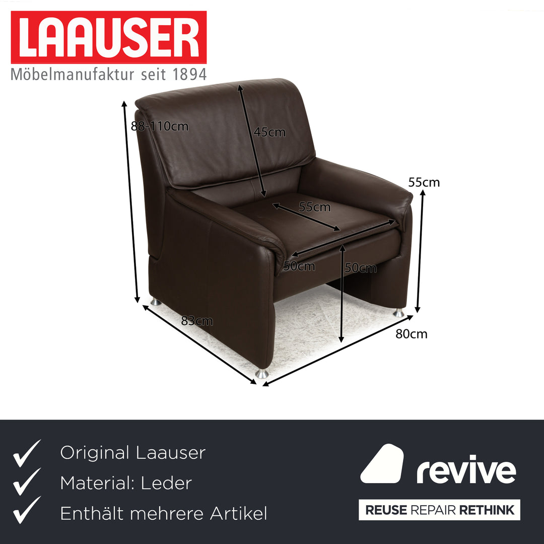 Laauser Camaro Leather Sofa Set Brown Manual Function Three-Seater Two-Seater Armchair Couch