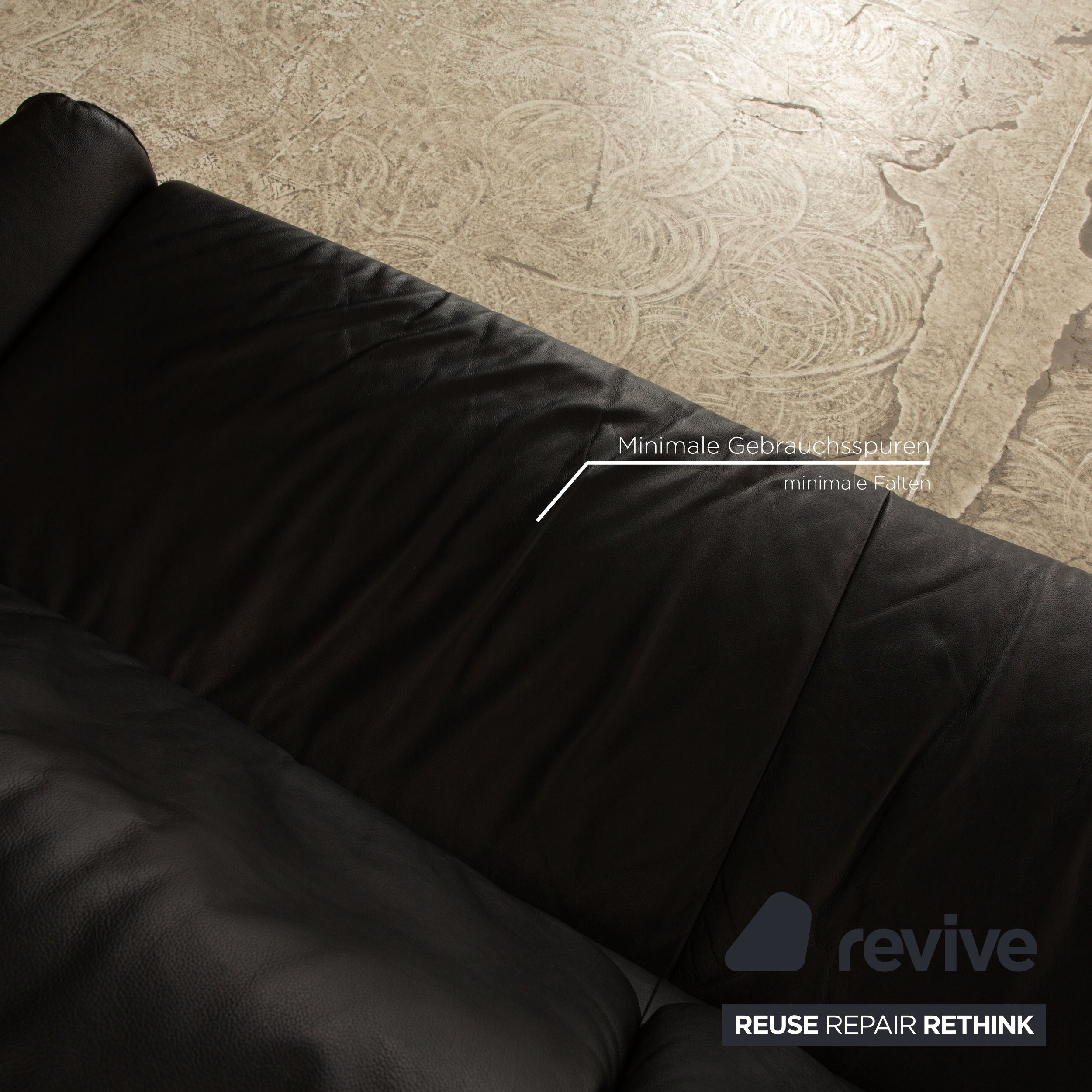 Laauser Camaro Leder Sofa Garnitur Schwarz Zweisitzer Dreisitzer  Couch manuelle Funktion