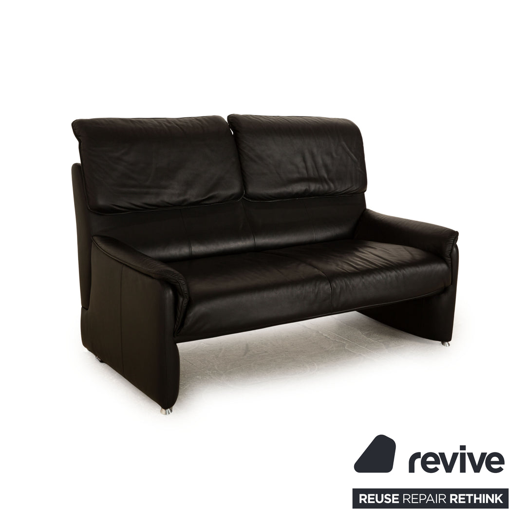 Laauser Camaro leather two-seater black sofa couch manual function