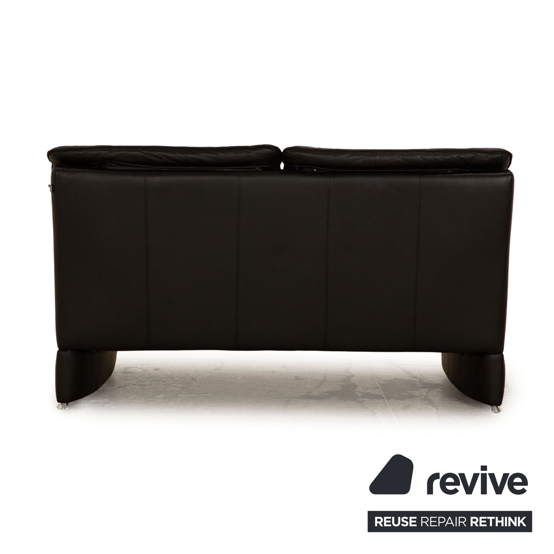 Laauser Camaro leather two-seater black sofa couch manual function