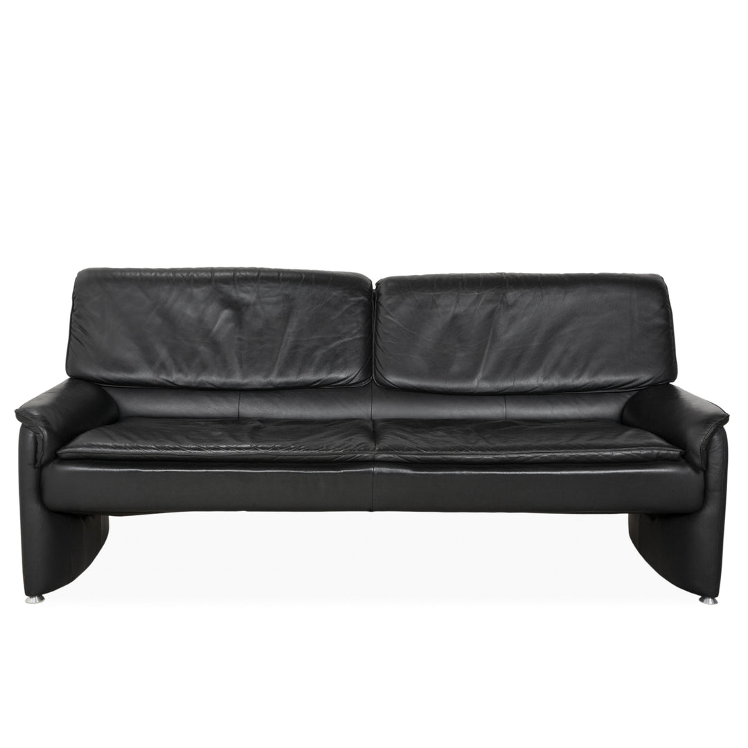 Laauser Carlos Leder Dreisitzer Schwarz manuelle Funktion