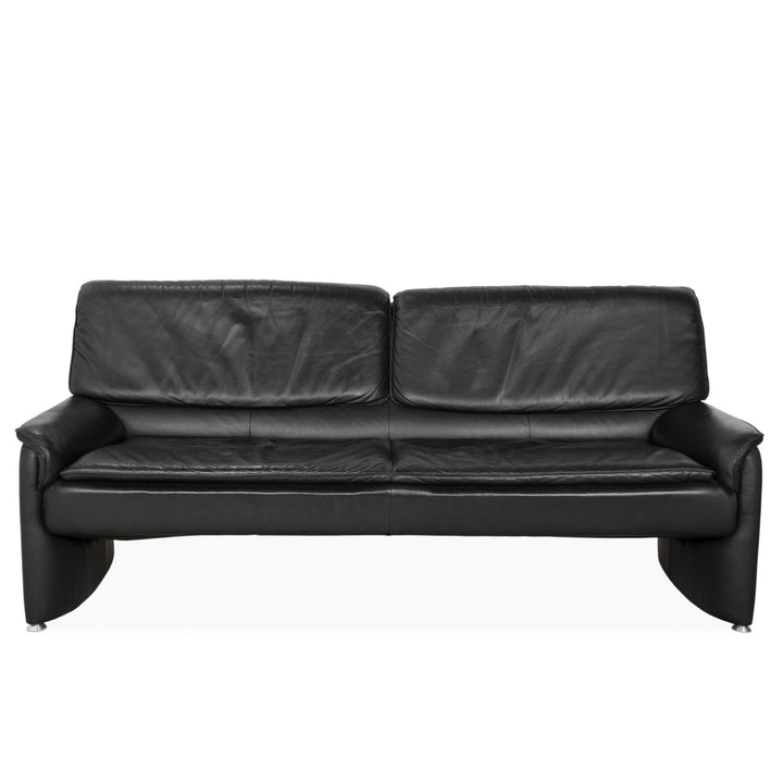 Laauser Carlos Leder Dreisitzer Schwarz manuelle Funktion