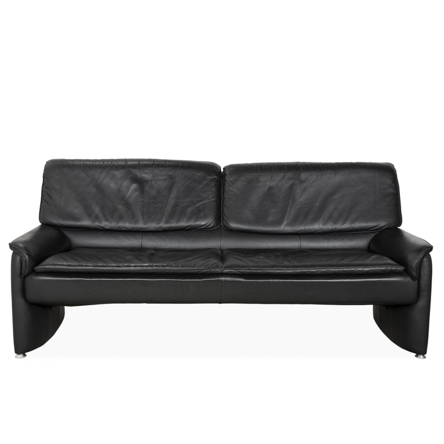 Laauser Carlos Leder Dreisitzer Schwarz manuelle Funktion