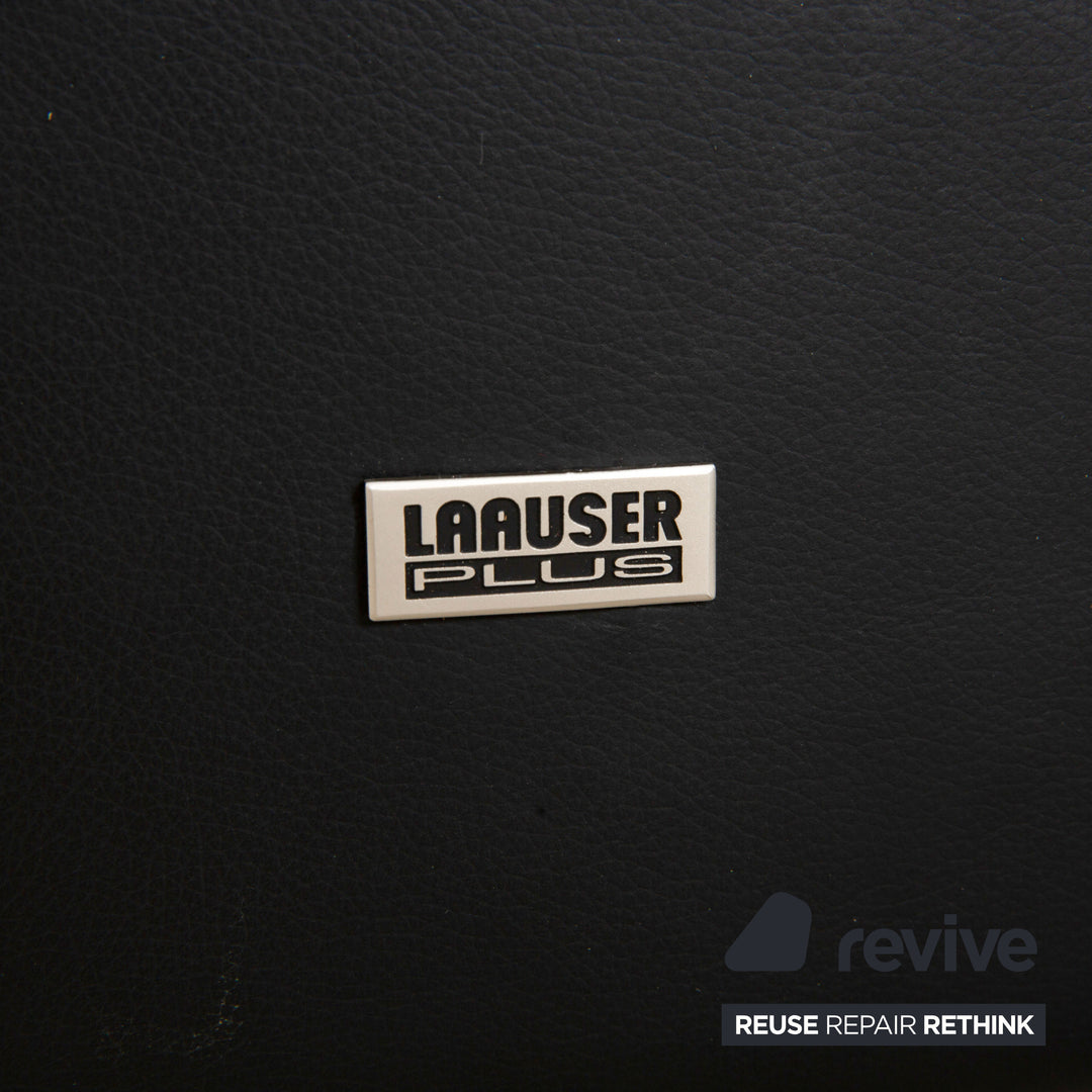 Laauser Carlos Leder Dreisitzer Schwarz manuelle Funktion