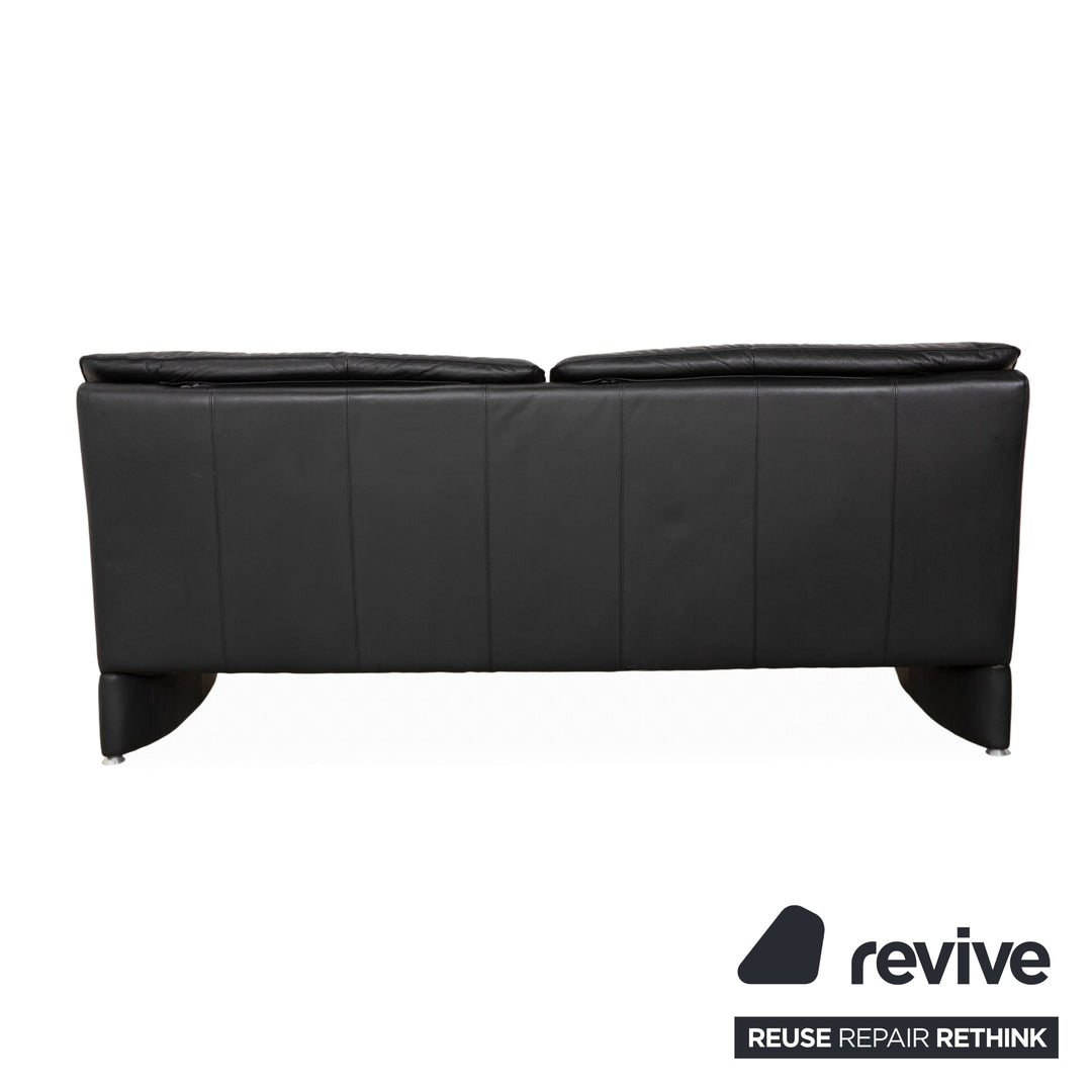 Laauser Carlos Leder Dreisitzer Schwarz manuelle Funktion