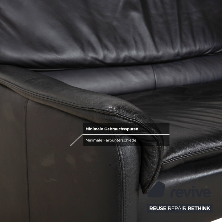 Laauser Carlos Leder Dreisitzer Schwarz manuelle Funktion