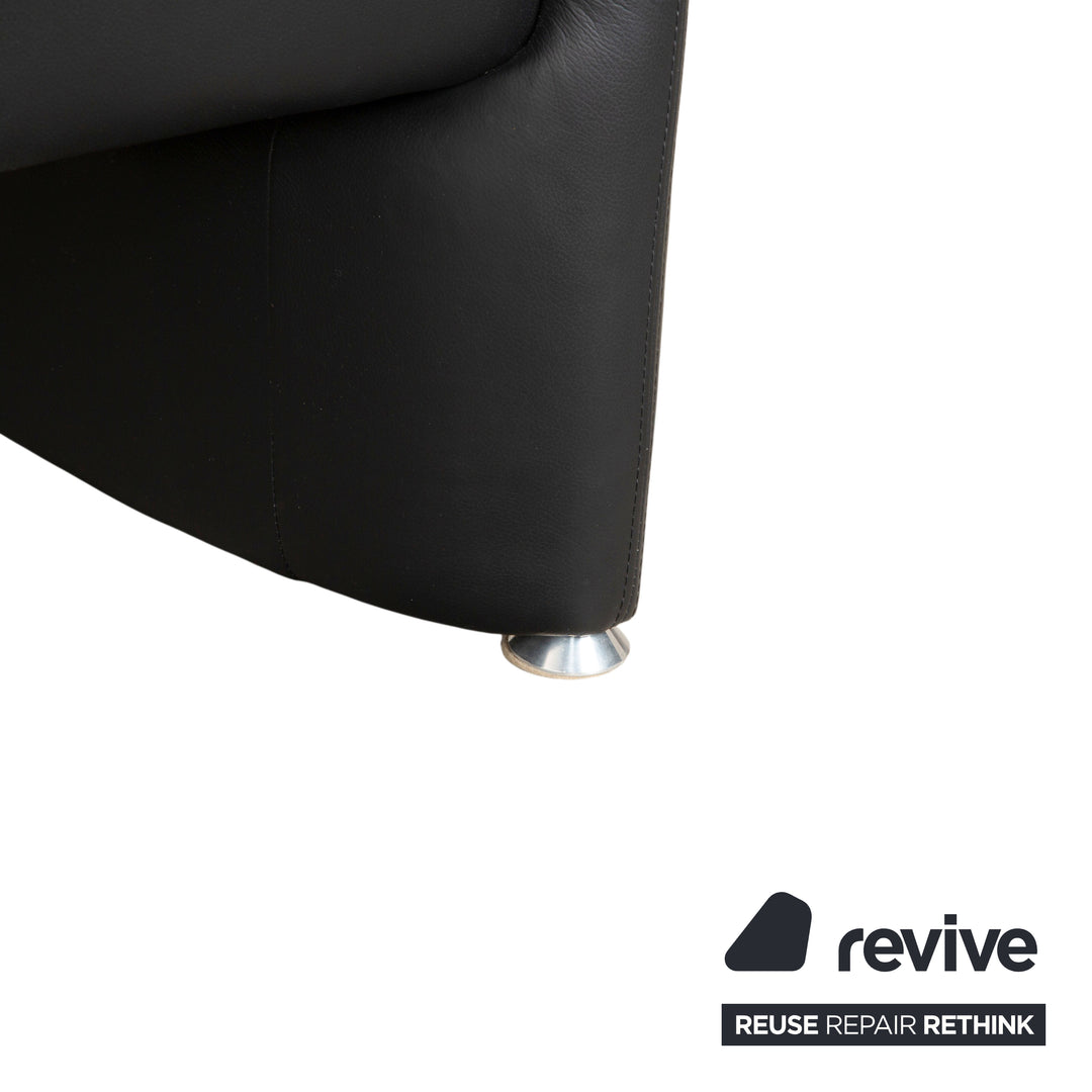 Laauser Carlos Leder Dreisitzer Schwarz manuelle Funktion