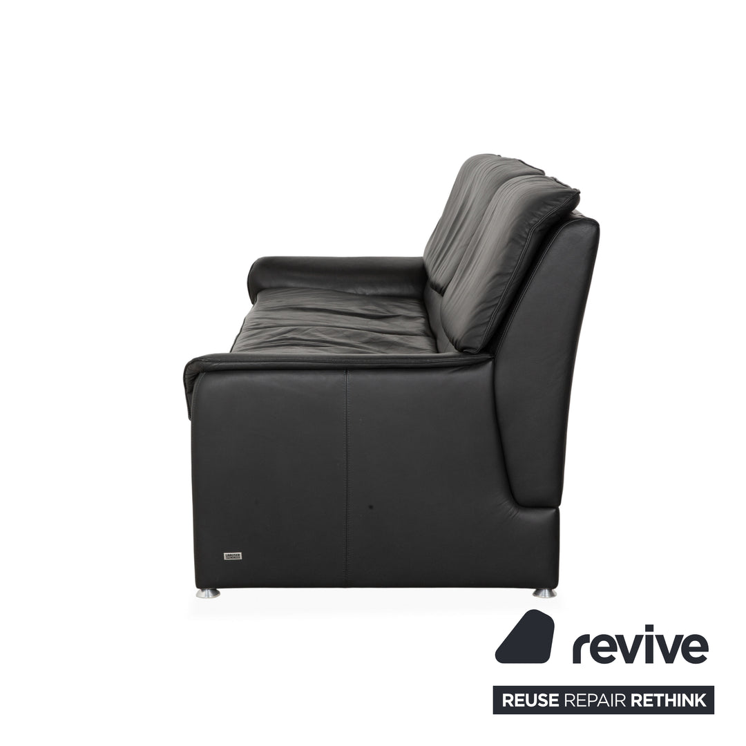 Laauser Carlos Leder Dreisitzer Schwarz manuelle Funktion