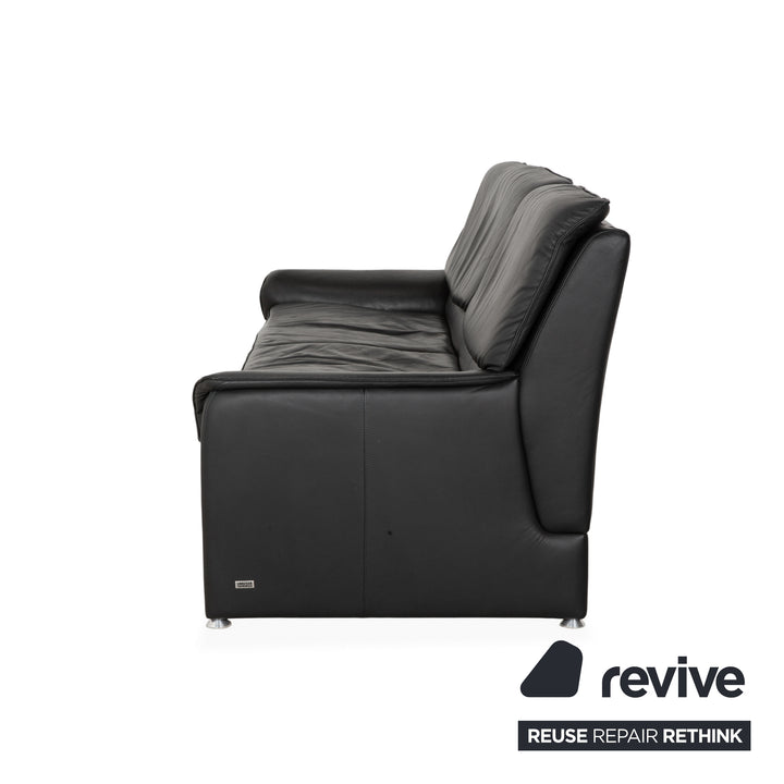 Laauser Carlos Leder Dreisitzer Schwarz manuelle Funktion