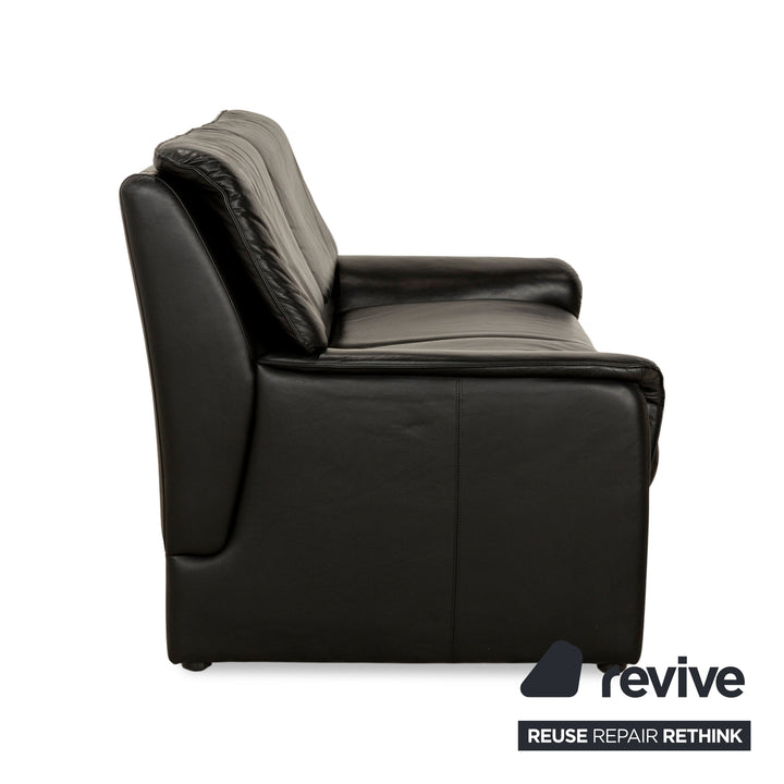 Laauser Carlos Leather Sofa Black Two-seater Couch manual function