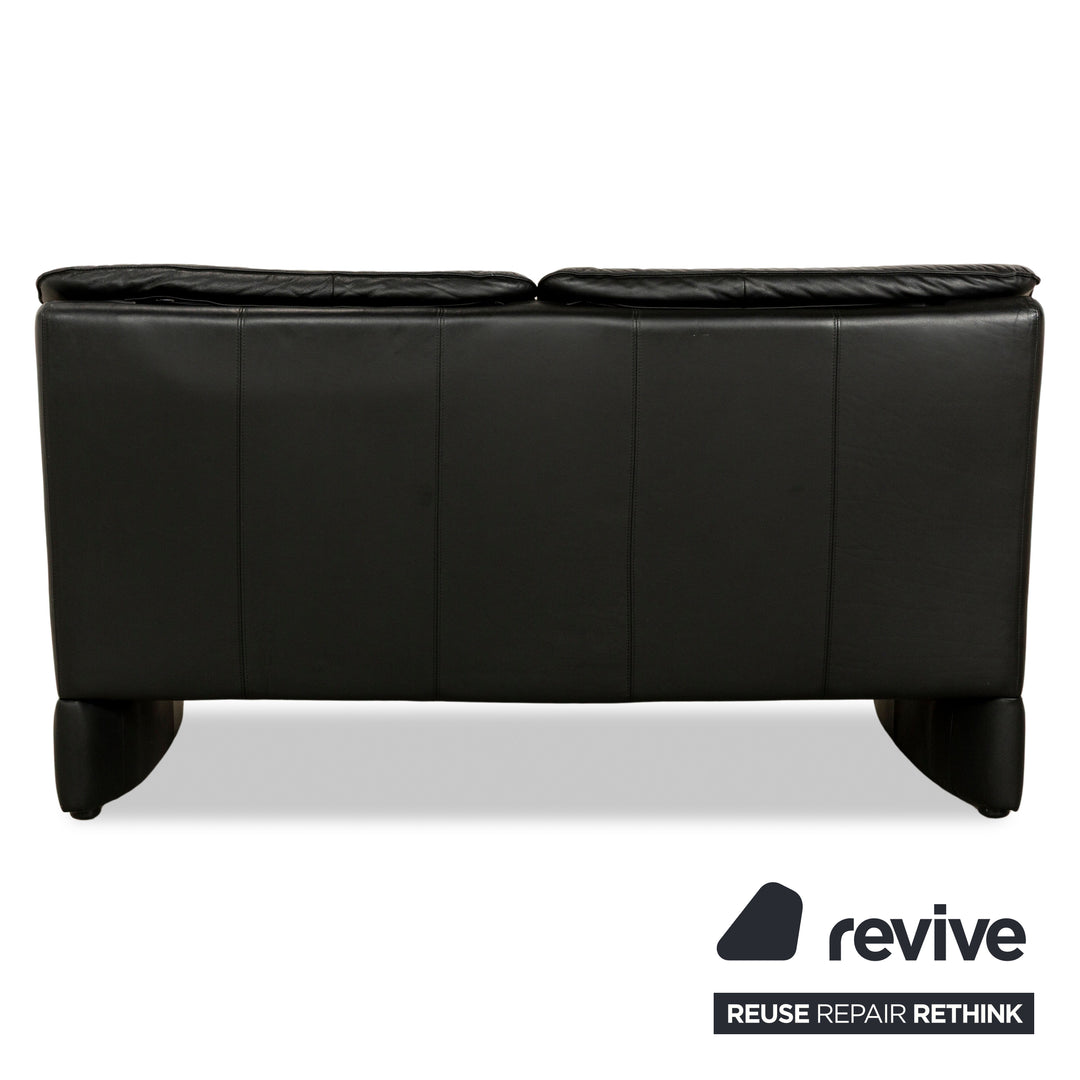Laauser Carlos Leather Sofa Black Two-seater Couch manual function