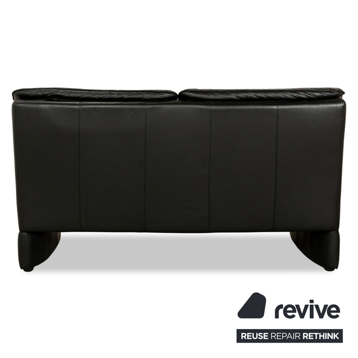 Laauser Carlos Leather Sofa Black Two-seater Couch manual function