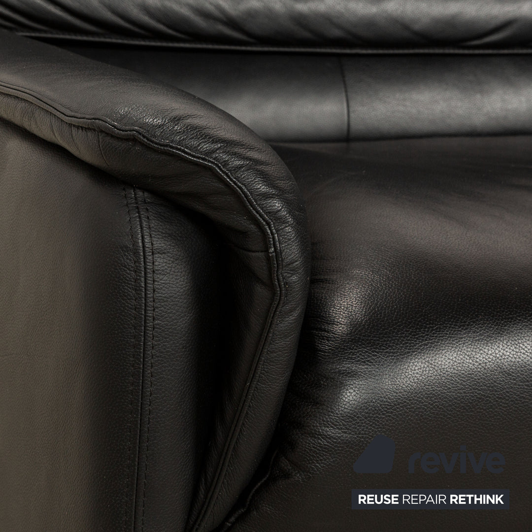 Laauser Carlos Leather Sofa Black Two-seater Couch manual function