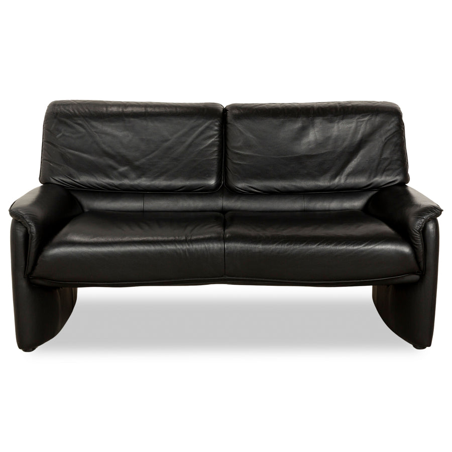 Laauser Carlos Leather Sofa Black Two-seater Couch manual function