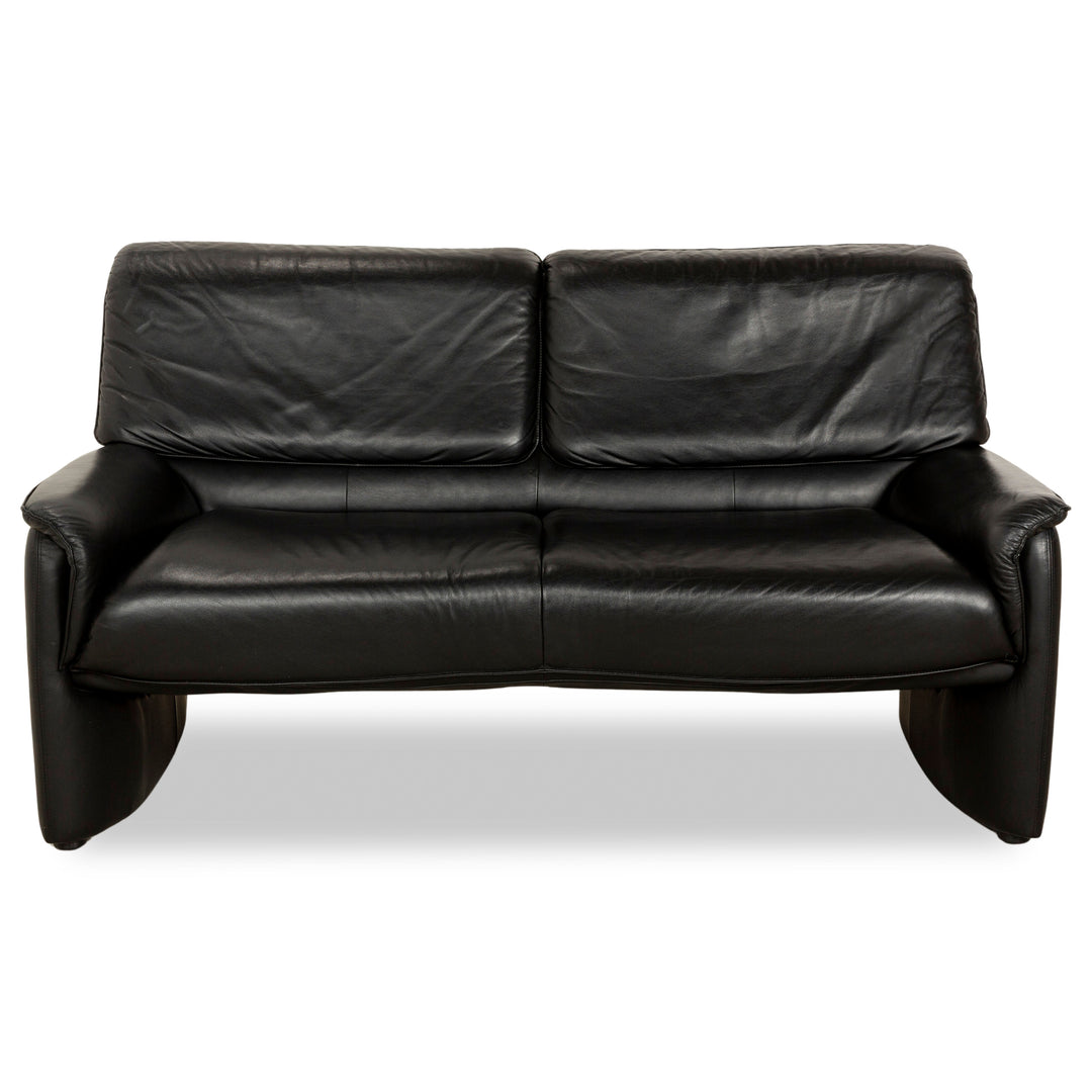 Laauser Carlos Leather Sofa Black Two-seater Couch manual function