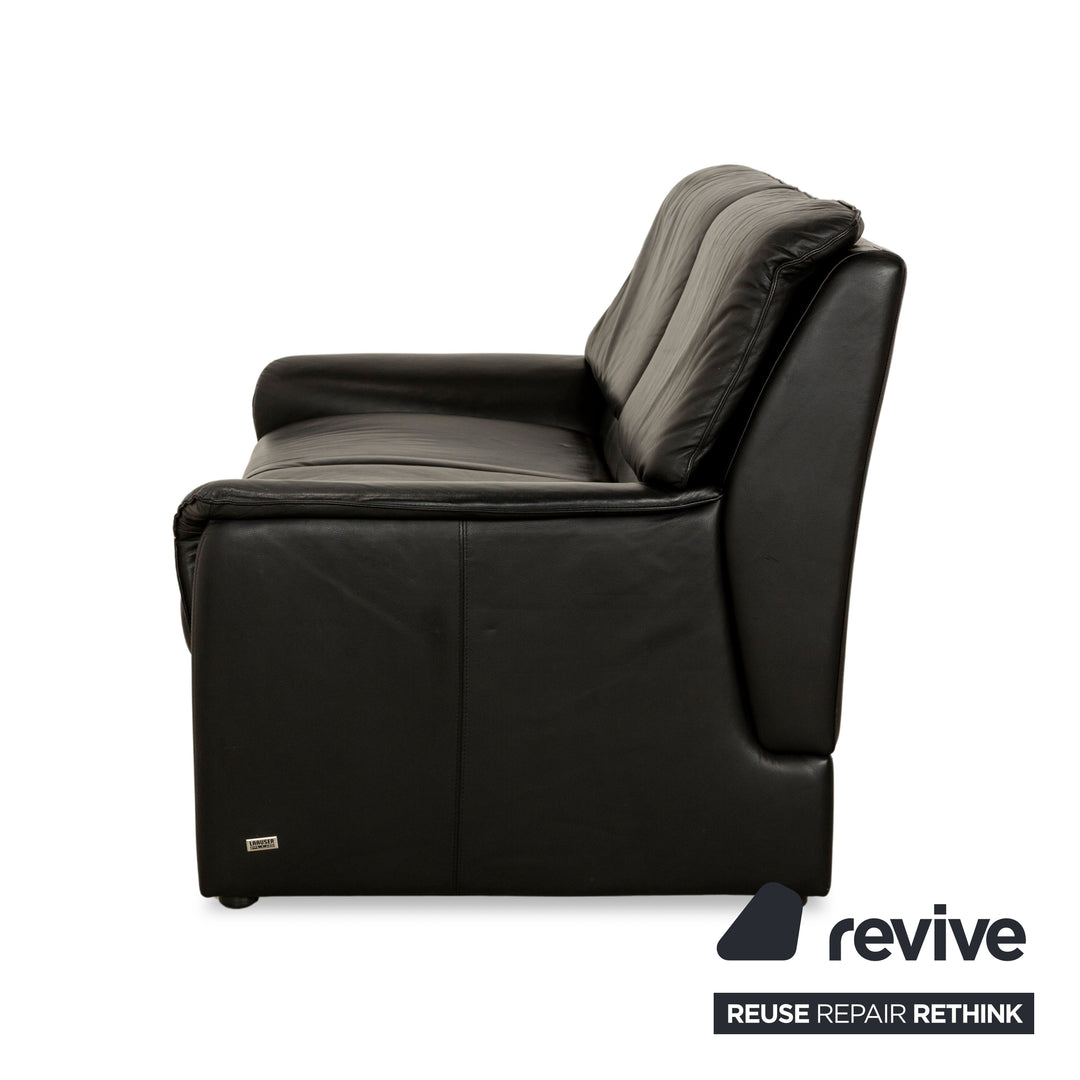 Laauser Carlos Leather Sofa Black Two-seater Couch manual function
