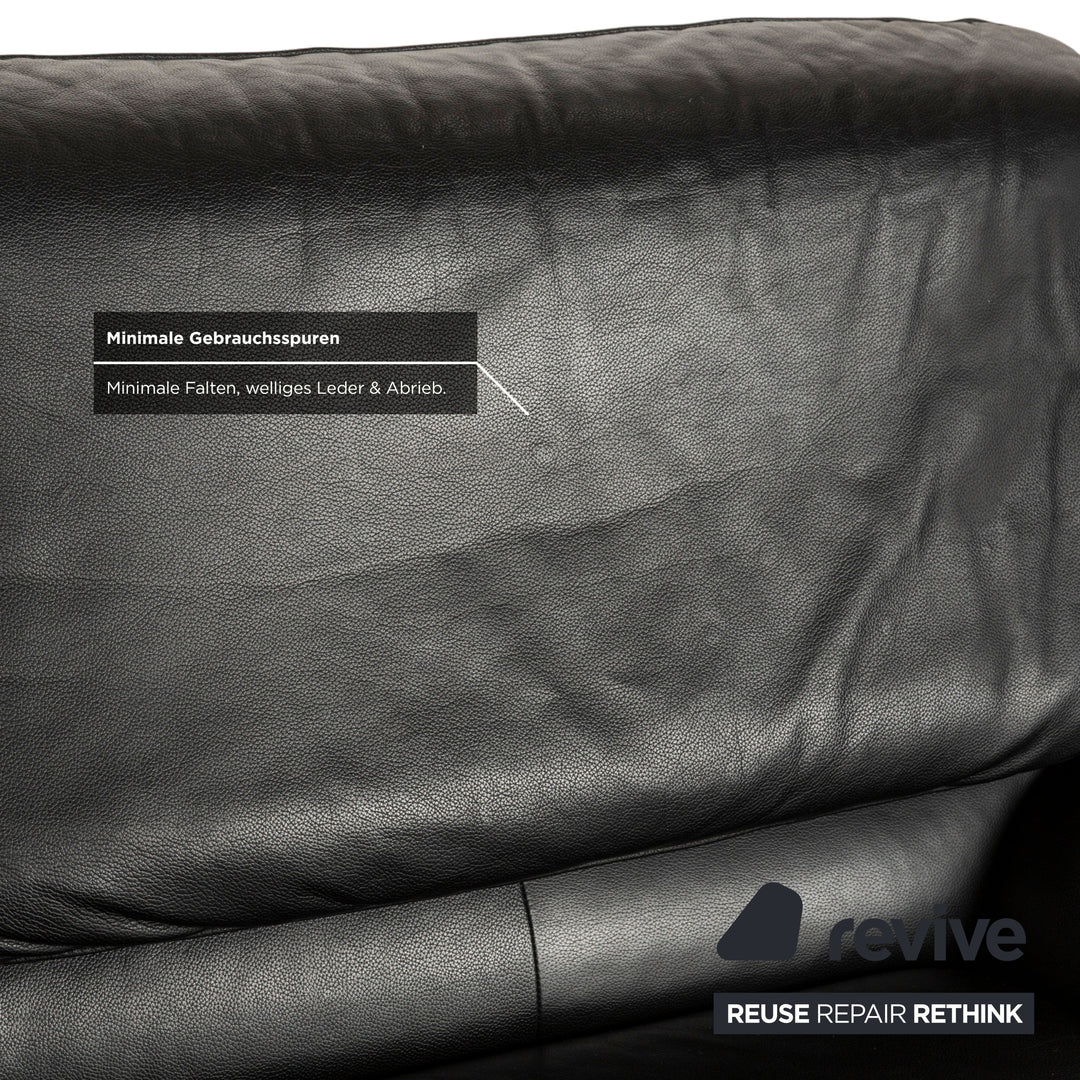 Laauser Carlos Leather Sofa Black Two-seater Couch manual function