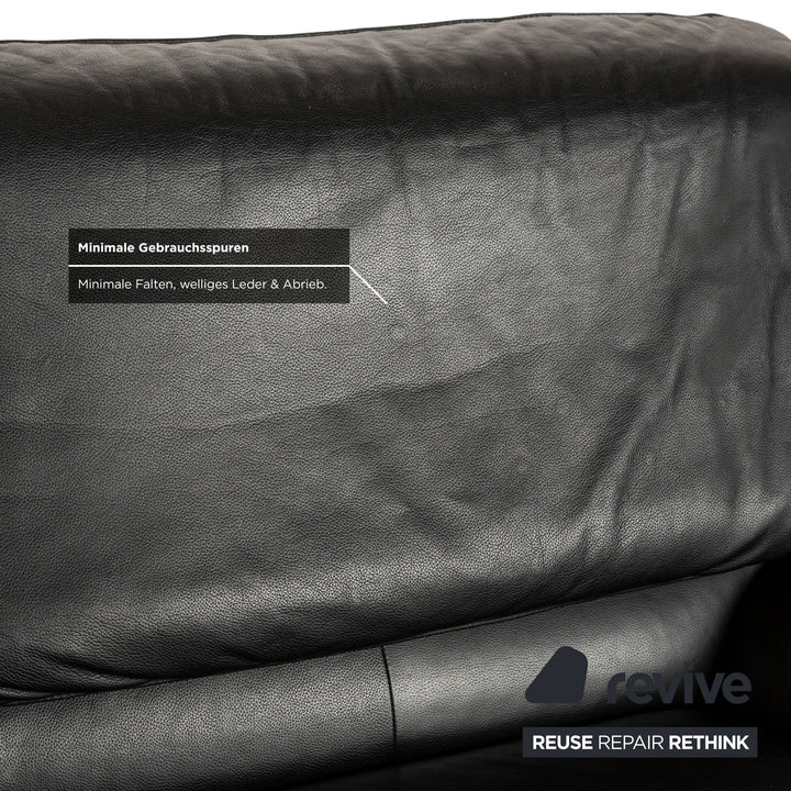 Laauser Carlos Leather Sofa Black Two-seater Couch manual function