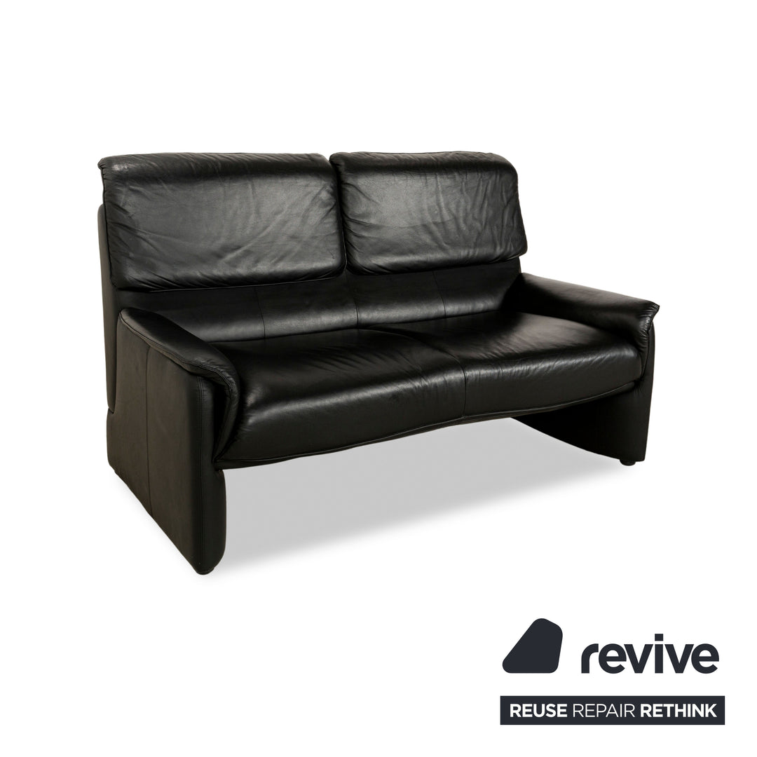 Laauser Carlos Leather Sofa Black Two-seater Couch manual function