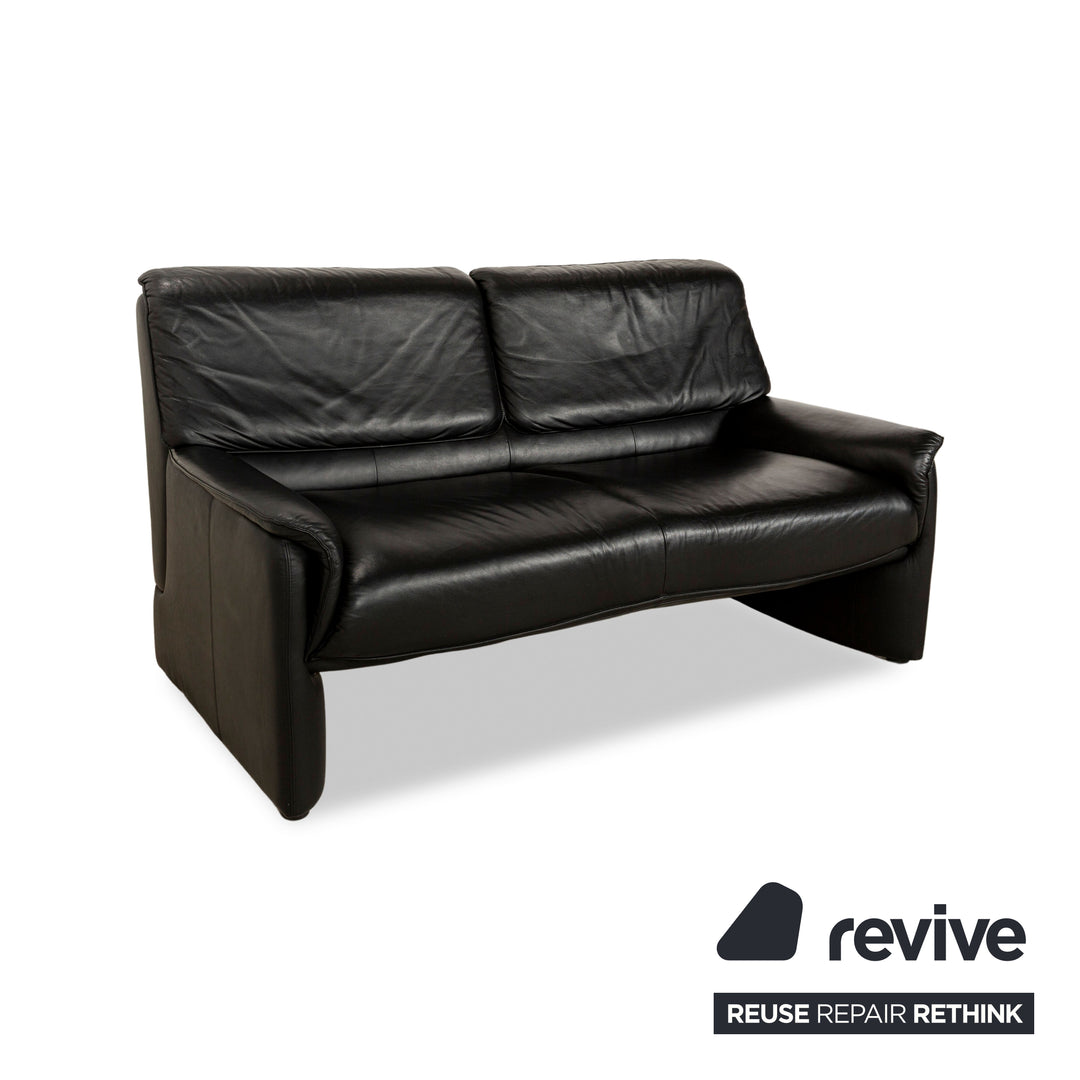 Laauser Carlos Leather Sofa Black Two-seater Couch manual function