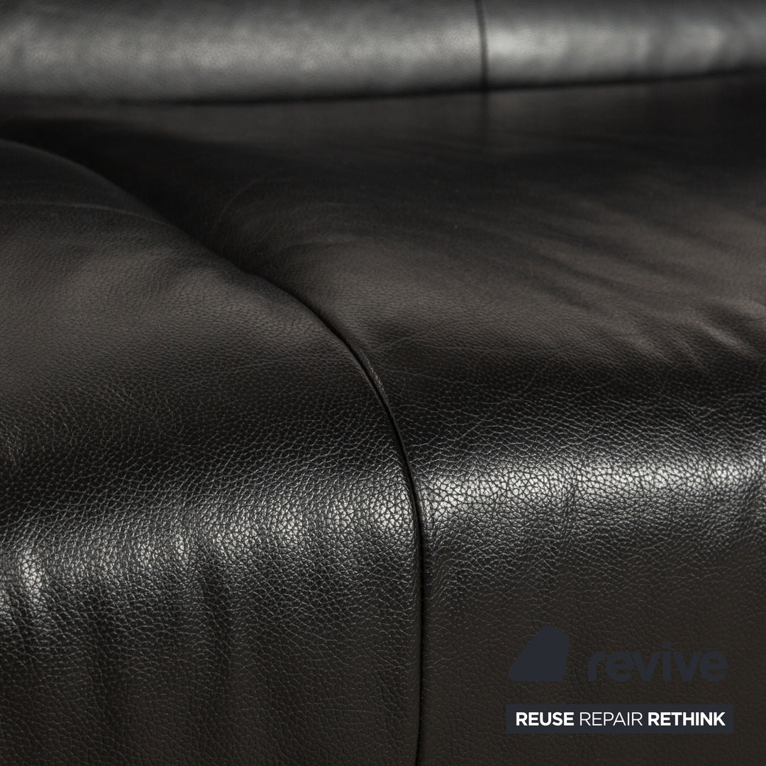 Laauser Carlos Leather Sofa Black Two-seater Couch manual function