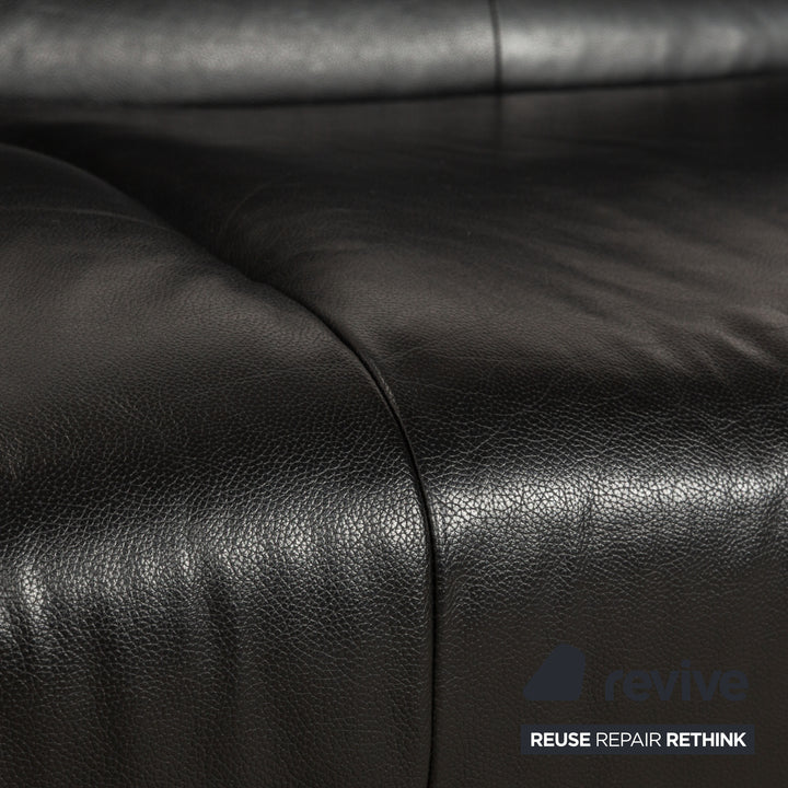 Laauser Carlos Leather Sofa Black Two-seater Couch manual function