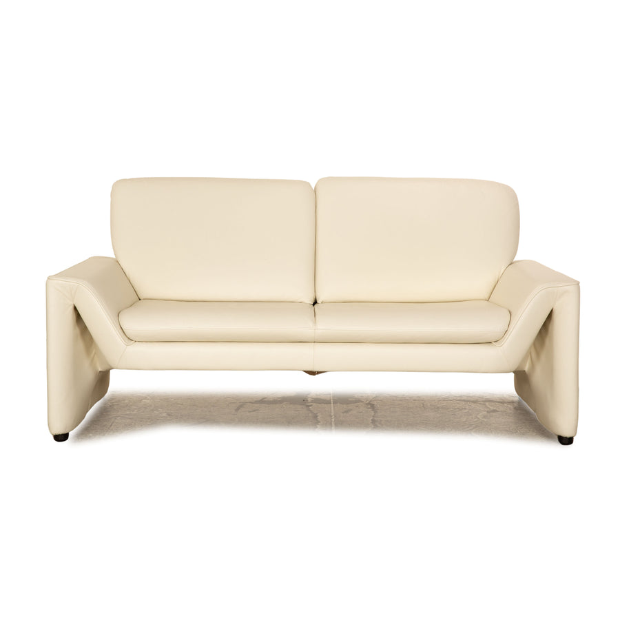 Laauser Corvus leather two-seater cream sofa couch