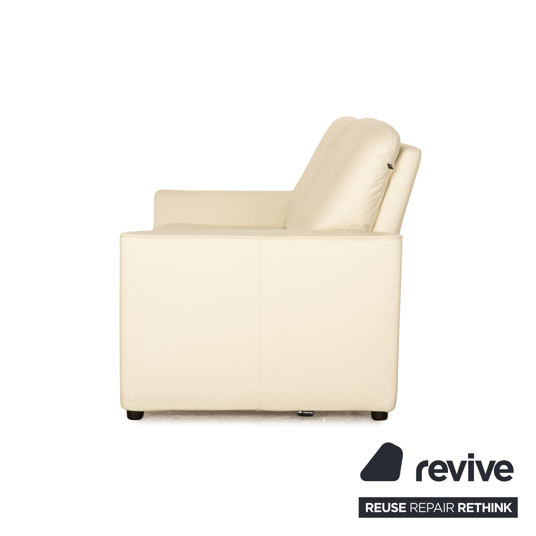 Laauser Corvus Leder Zweisitzer Creme Sofa Couch