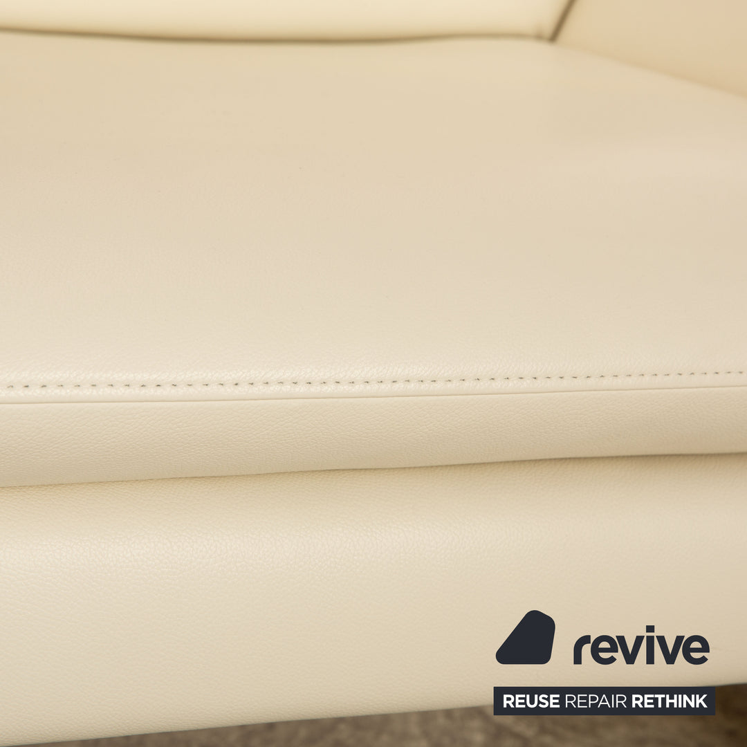 Laauser Corvus leather two-seater cream sofa couch