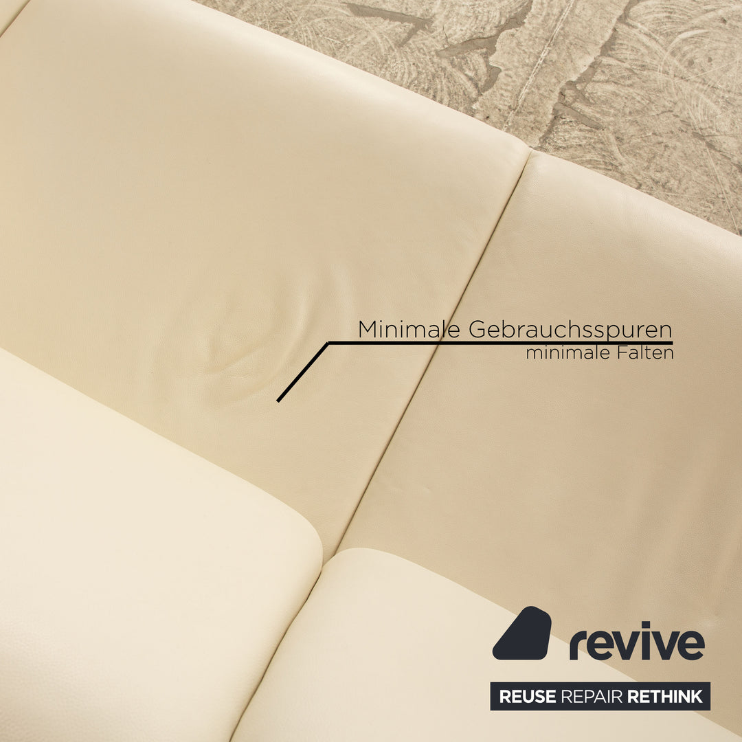 Laauser Corvus Leder Zweisitzer Creme Sofa Couch