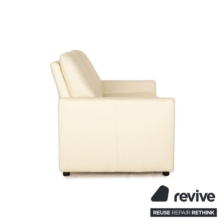 Laauser Corvus Leder Zweisitzer Creme Sofa Couch