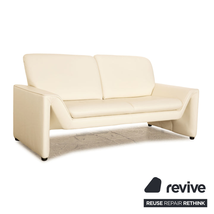 Laauser Corvus Leder Zweisitzer Creme Sofa Couch