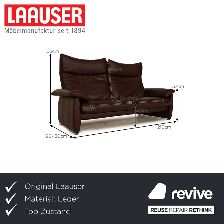 Laauser Dacapo Leder Dreisitzer Aubergine Sofa Couch Funktion