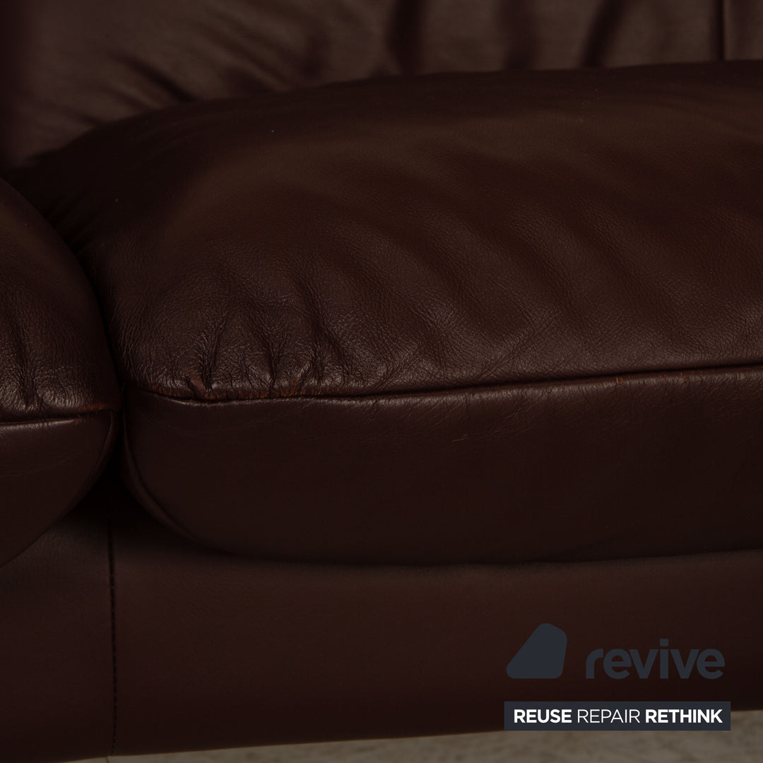 Laauser Dacapo Leder Dreisitzer Aubergine Sofa Couch Funktion