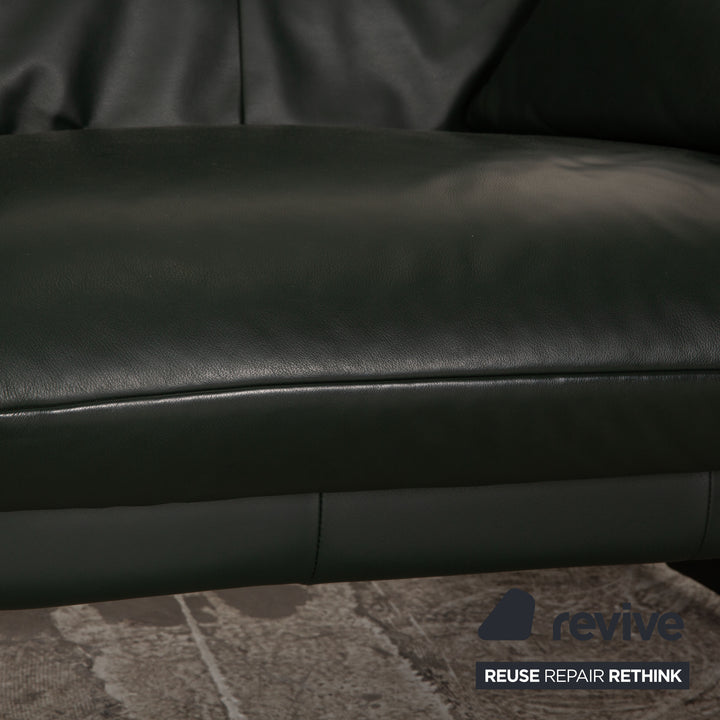 Laauser Dacapo Leder Zweisitzer Grün Sofa Couch manuelle Funktion