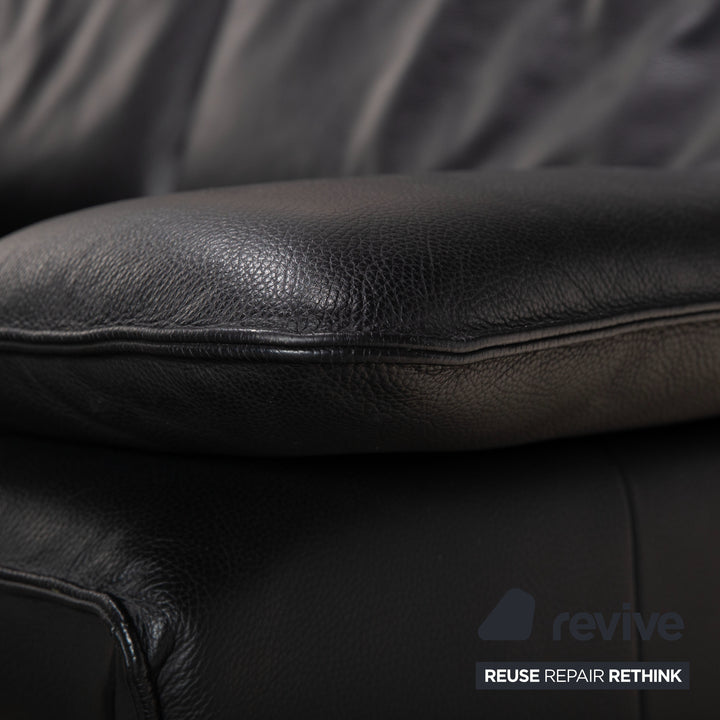 Laauser Flair Garnitur Leder Dreisitzer Zweisitzer Schwarz Sofa Couch