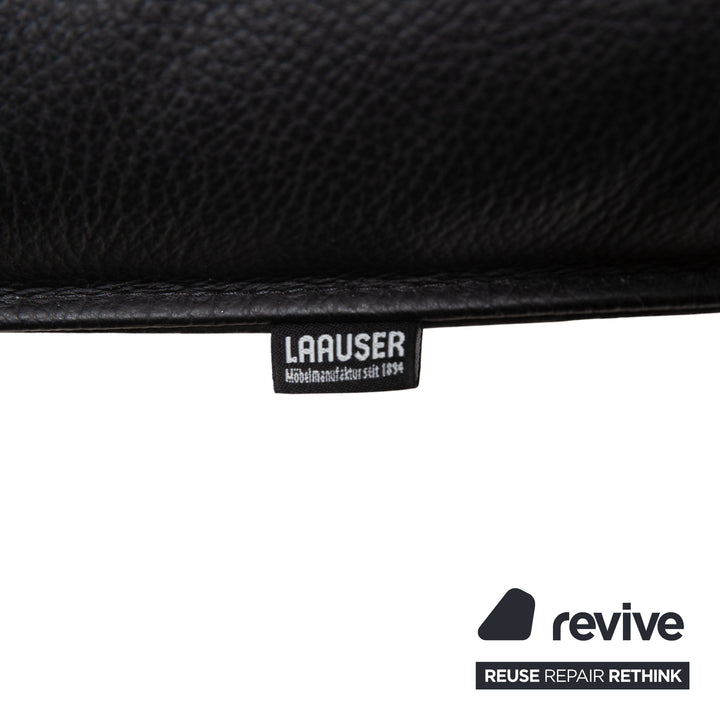 Laauser Flair Garnitur Leder Dreisitzer Zweisitzer Schwarz Sofa Couch