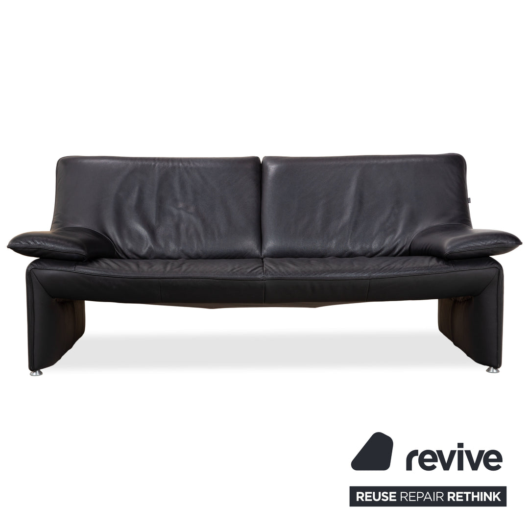 Laauser Flair Garnitur Leder Dreisitzer Zweisitzer Schwarz Sofa Couch