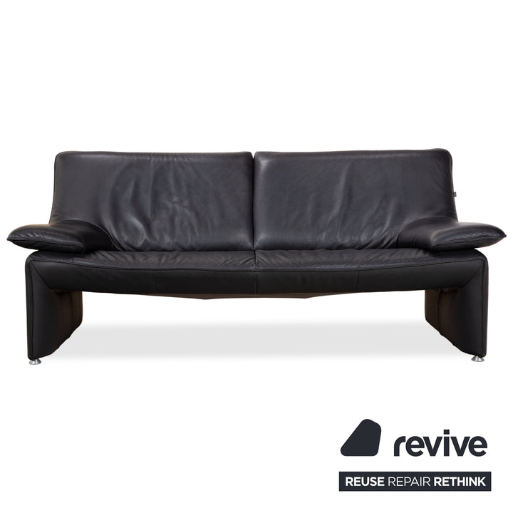 Laauser Flair Garnitur Leder Dreisitzer Zweisitzer Schwarz Sofa Couch