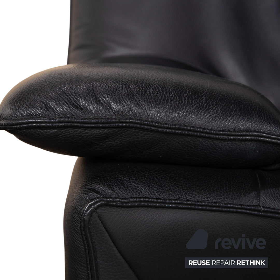Laauser Flair Garnitur Leder Dreisitzer Zweisitzer Schwarz Sofa Couch