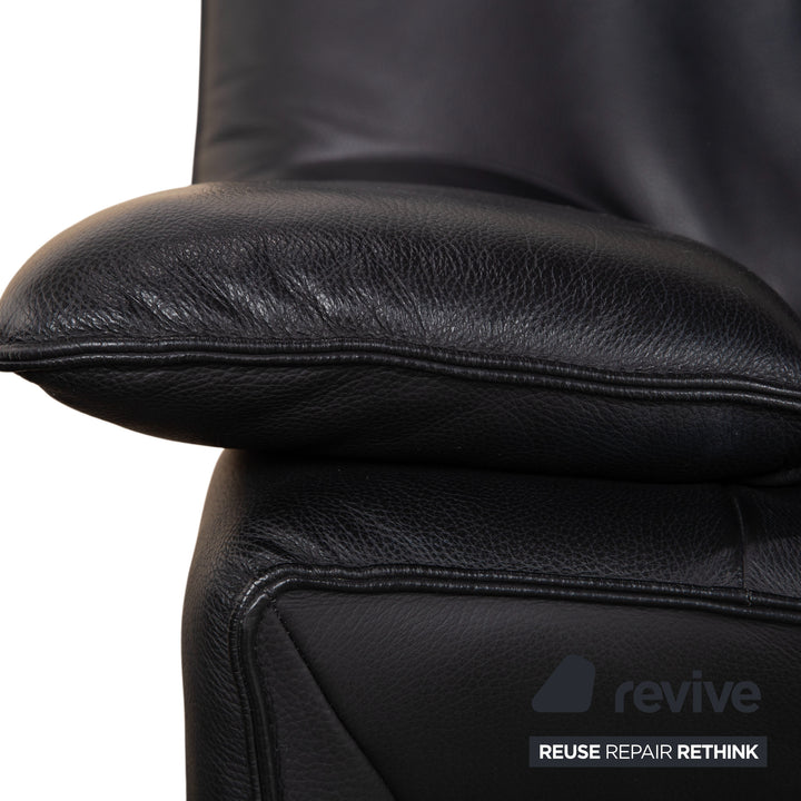 Laauser Flair Garnitur Leder Dreisitzer Zweisitzer Schwarz Sofa Couch