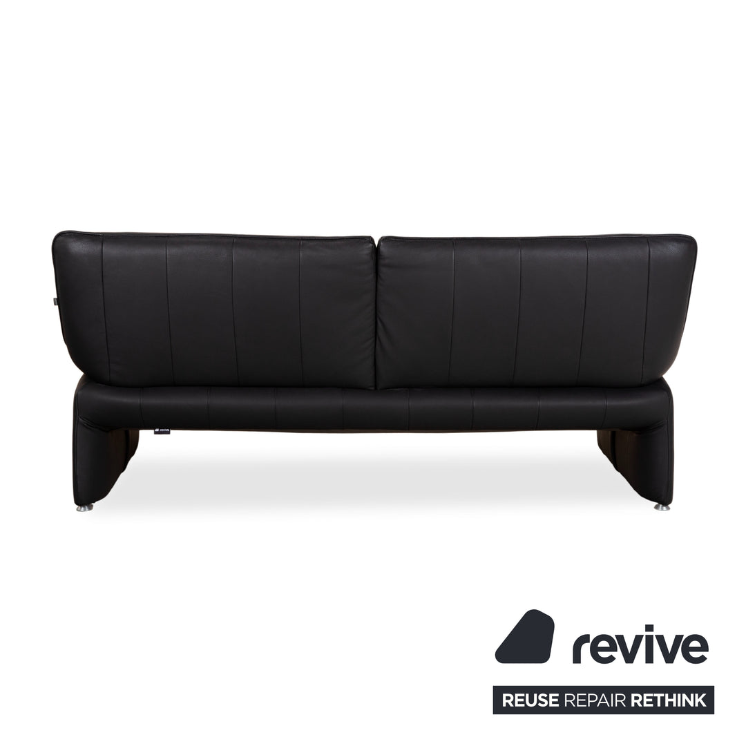 Laauser Flair Garnitur Leder Dreisitzer Zweisitzer Schwarz Sofa Couch