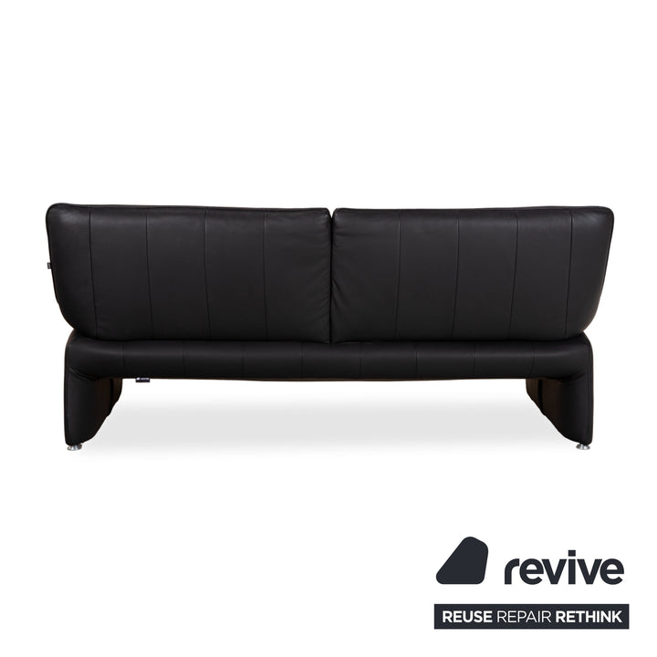 Laauser Flair Garnitur Leder Dreisitzer Zweisitzer Schwarz Sofa Couch