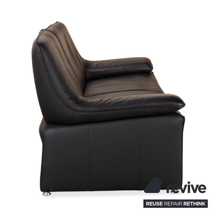 Laauser Flair Garnitur Leder Dreisitzer Zweisitzer Schwarz Sofa Couch