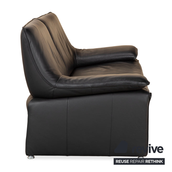 Laauser Flair Garnitur Leder Dreisitzer Zweisitzer Schwarz Sofa Couch