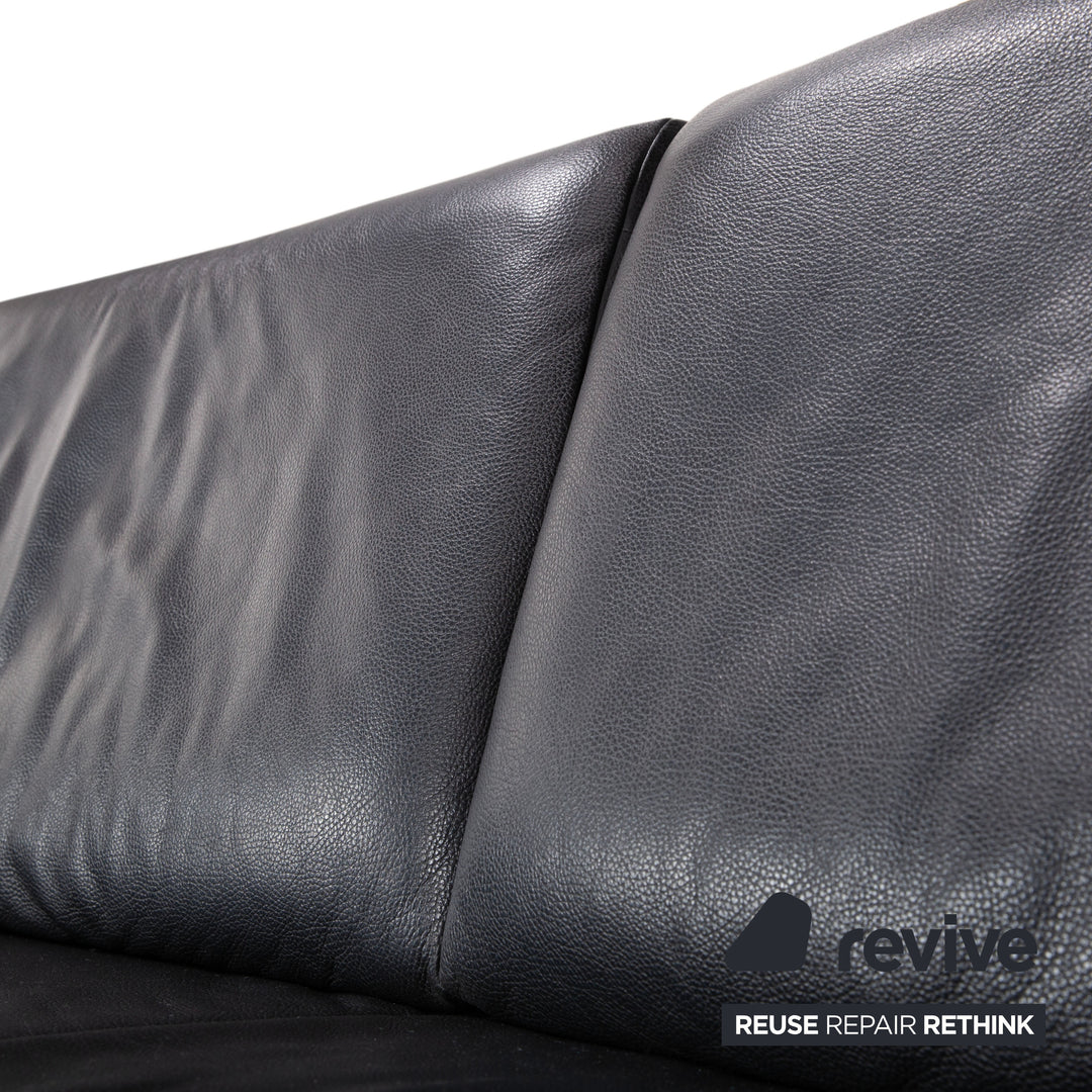 Laauser Flair Garnitur Leder Dreisitzer Zweisitzer Schwarz Sofa Couch