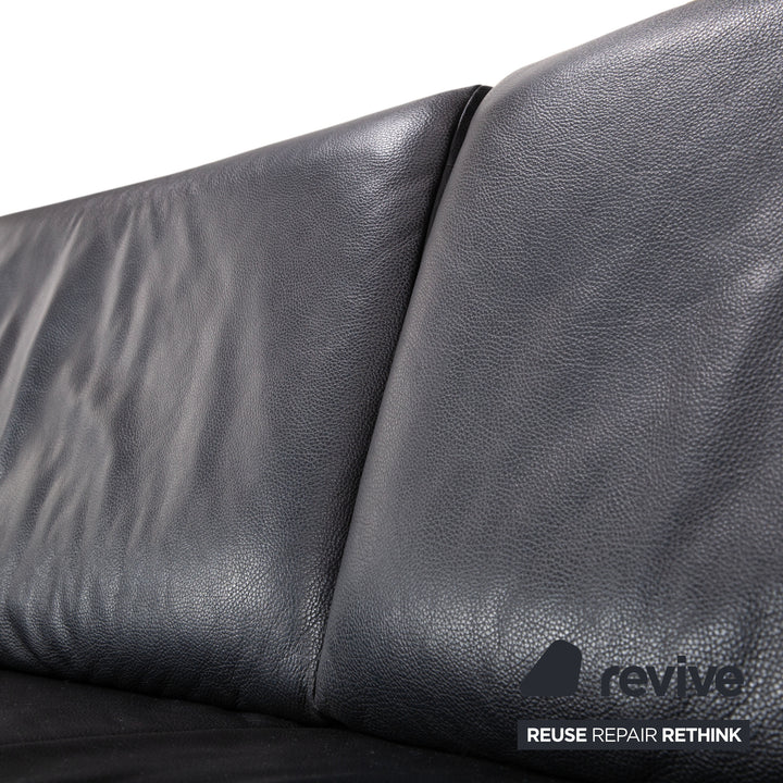 Laauser Flair Garnitur Leder Dreisitzer Zweisitzer Schwarz Sofa Couch
