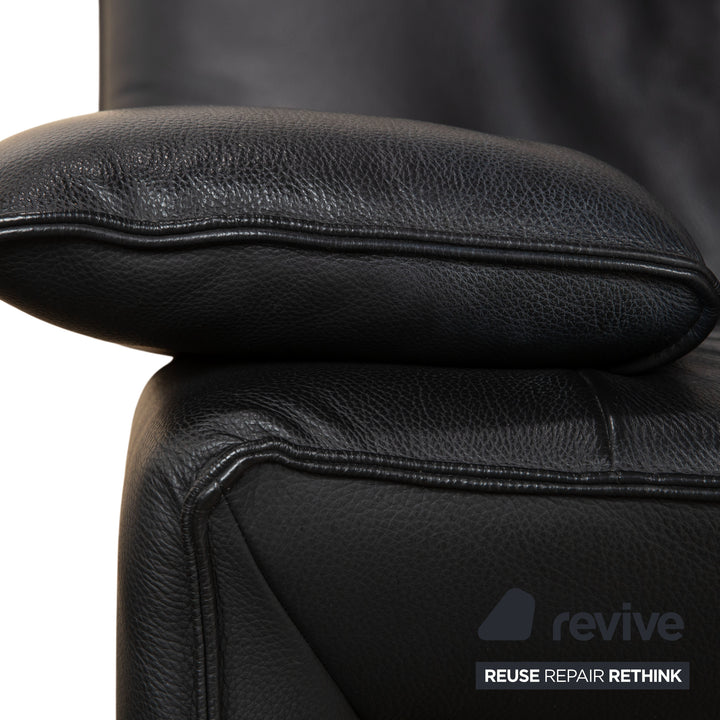 Laauser Flair Garnitur Leder Dreisitzer Zweisitzer Schwarz Sofa Couch