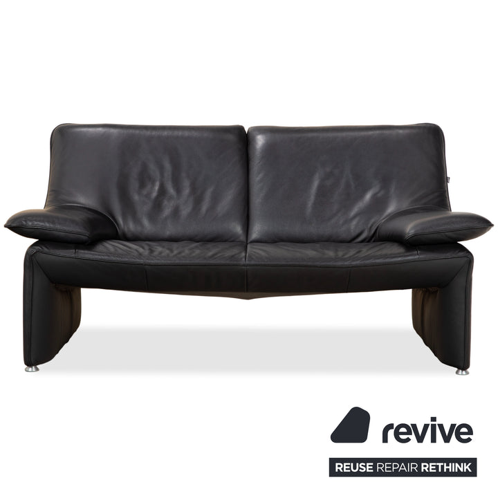 Laauser Flair Garnitur Leder Dreisitzer Zweisitzer Schwarz Sofa Couch