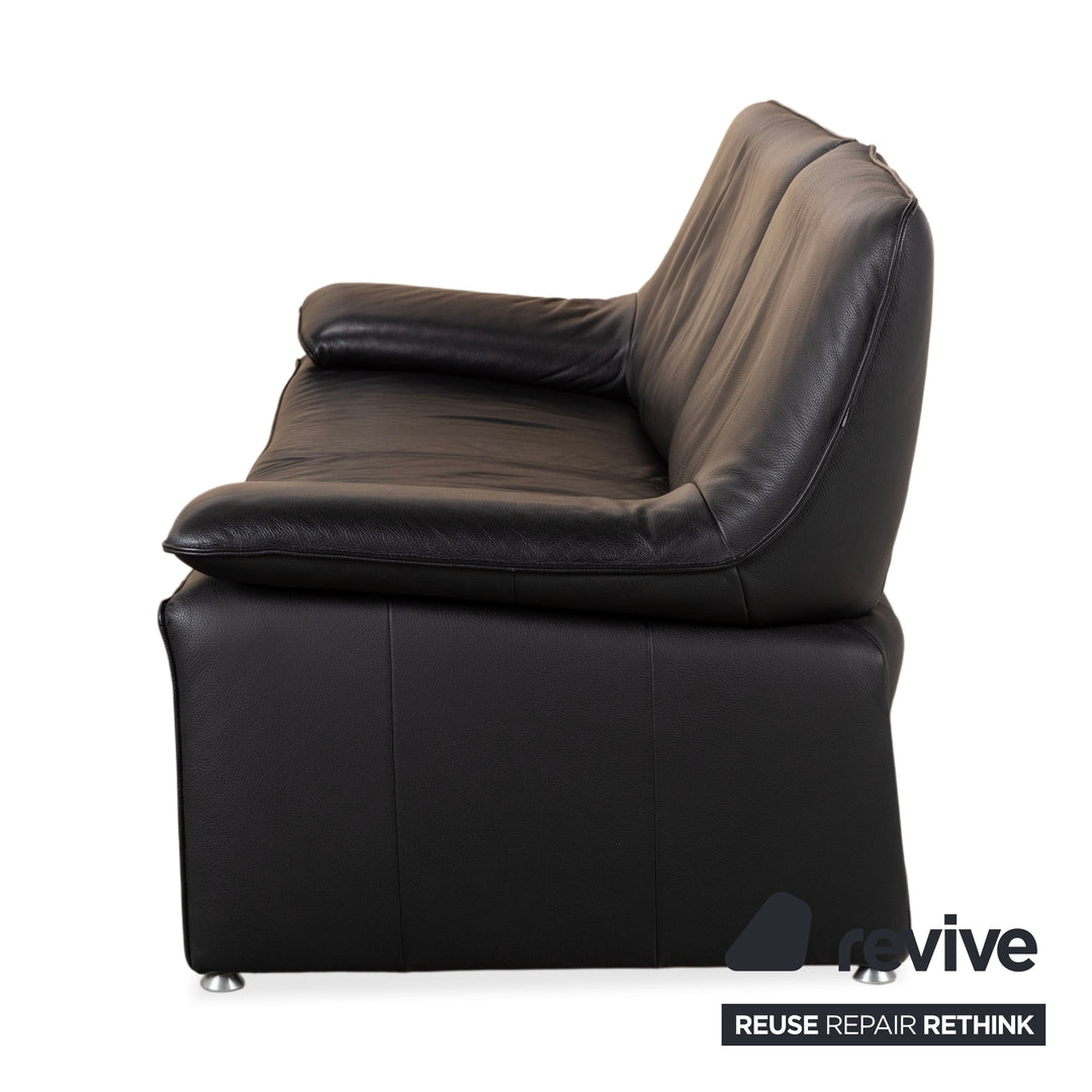 Laauser Flair Leder Dreisitzer Schwarz Sofa Couch